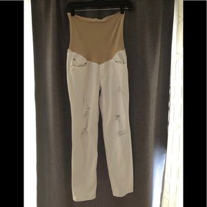 Distressed White Maternity Pants